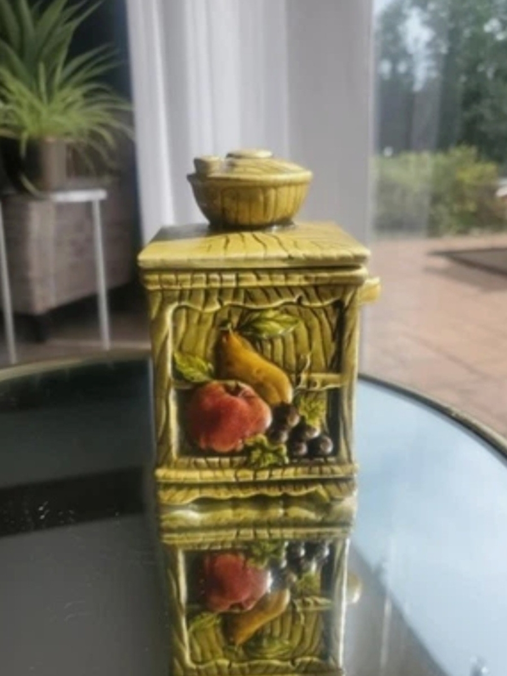 Vintage Lefton Yellow Ceramic Fruit Motif Canister - Decorative Home Accent